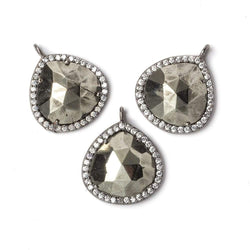 17x17mm Black Gold Bezeled CZ & Pyrite Heart Pendant 1 piece (ONLINE ORDER ONLY)