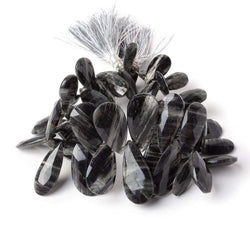 17x7-28x13mm Black Moss Quartz Faceted Pear Beads 9 inch 45 pieces