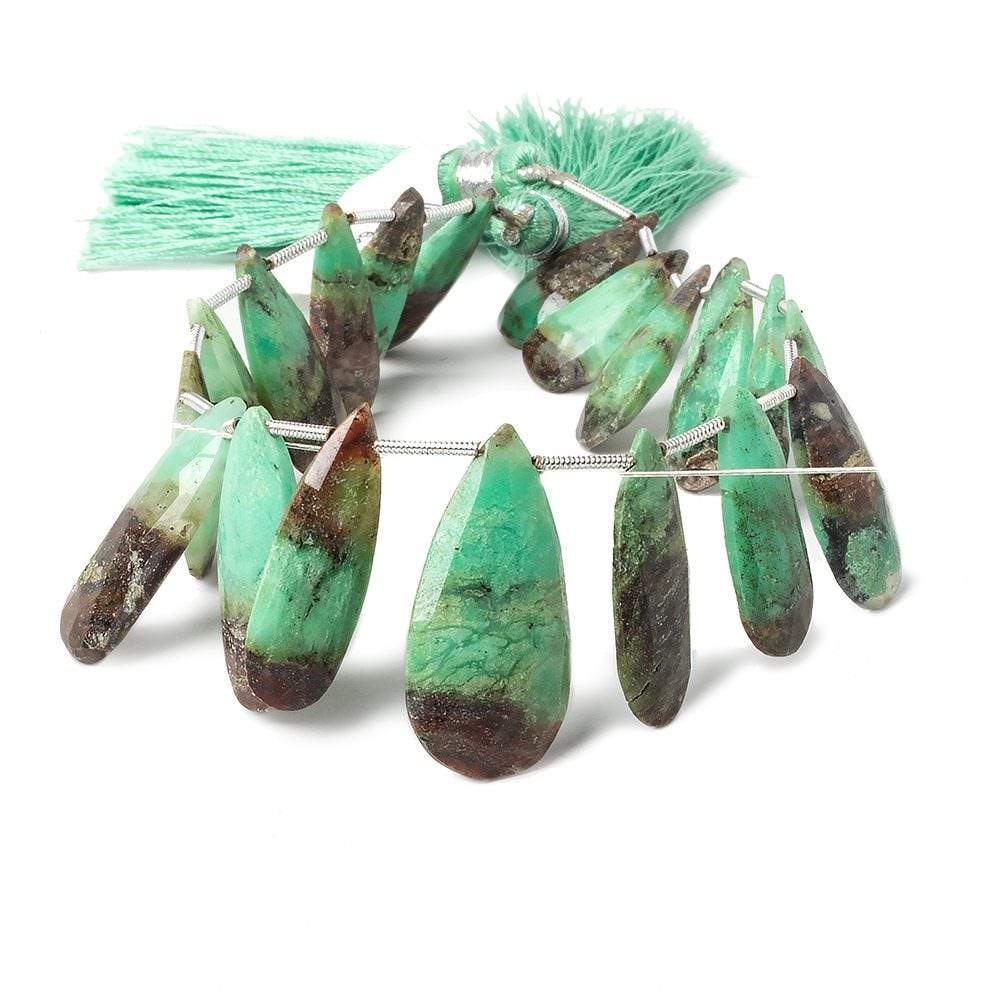 17x9-30x15mm Chrysoprase & Matrix faceted pear beads 8 inch 16 pieces (ONLINE ORDER ONLY)