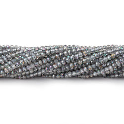 2mm Mystic Platinum Grey Topaz micro faceted rondelle beads 13 inch 180 pieces (ONLINE ORDER ONLY)