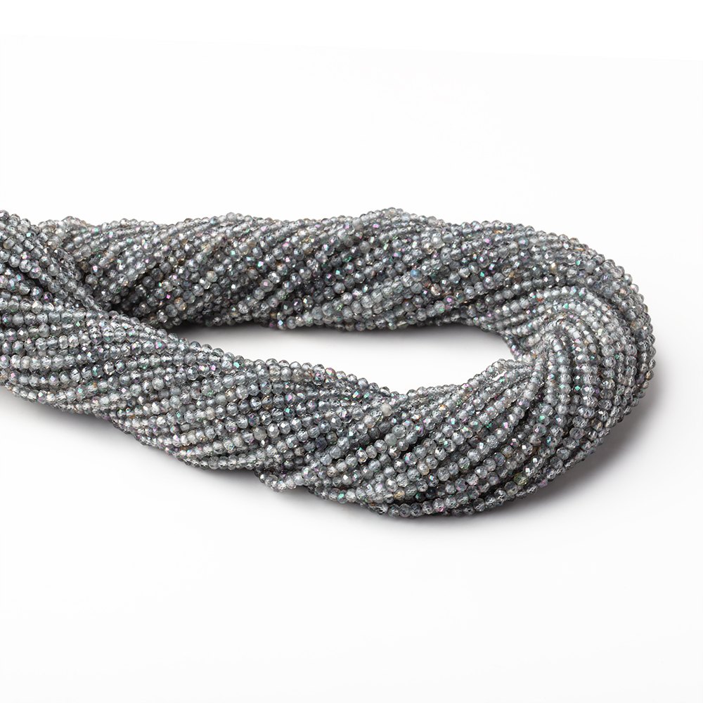 2mm Mystic Platinum Grey Topaz micro faceted rondelle beads 13 inch 180 pieces (ONLINE ORDER ONLY)