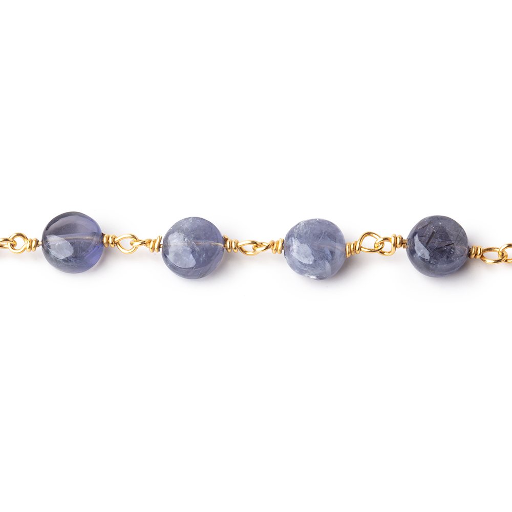 7mm Iolite plain coin Vermeil Chain by the foot (ONLINE ORDER ONLY)