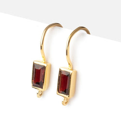 18mm Garnet Baguette Ear Wire Set of 2 pieces (ONLINE ORDER ONLY)