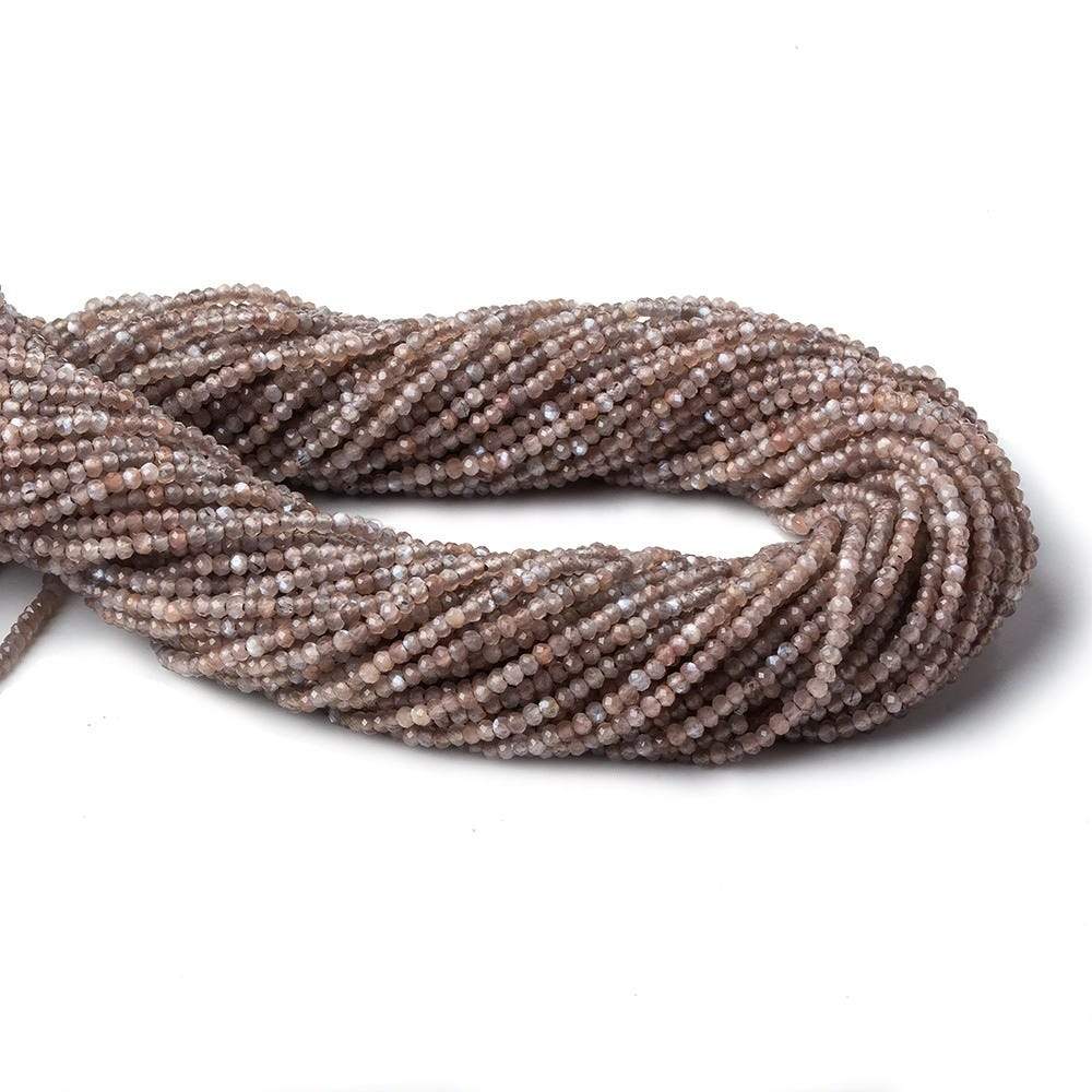 1.8mm Grey and Brown Moonstone Micro Faceted rondelle beads 13 inch 225 pieces AAA