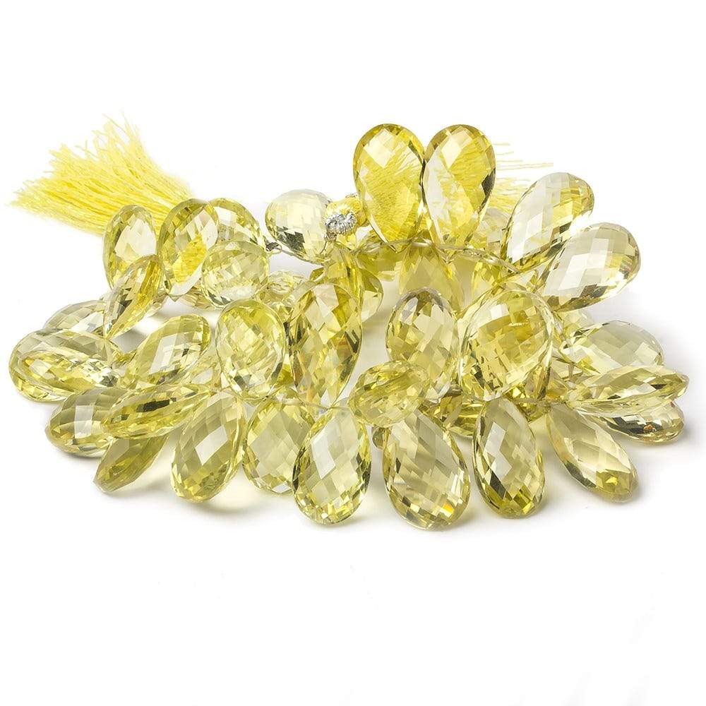 18x10-24x12mm Lemon Quartz Pear Briolettes 9 inch 53 Beads AAA Grade (ONLINE ORDER ONLY)