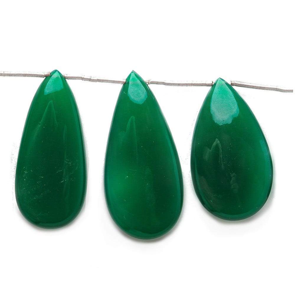 18x10-37x17mm Forest Green Chalcedony Plain Pears 7 inch 11 beads (ONLINE ORDER ONLY)