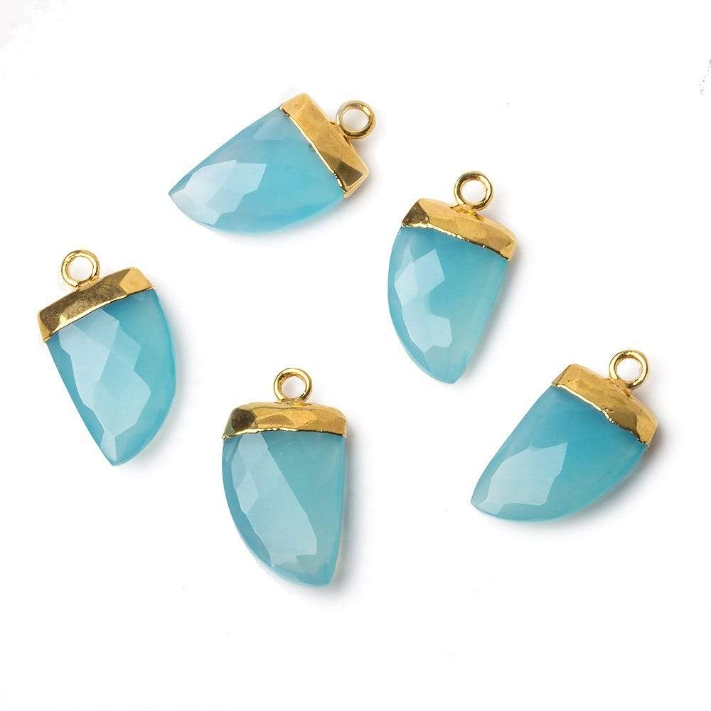 18x10mm Gold Leafed Aqua Chalcedony Horn Pendants 1 piece (ONLINE ORDER ONLY)