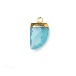 18x10mm Gold Leafed Aqua Chalcedony Horn Pendants 1 piece (ONLINE ORDER ONLY)