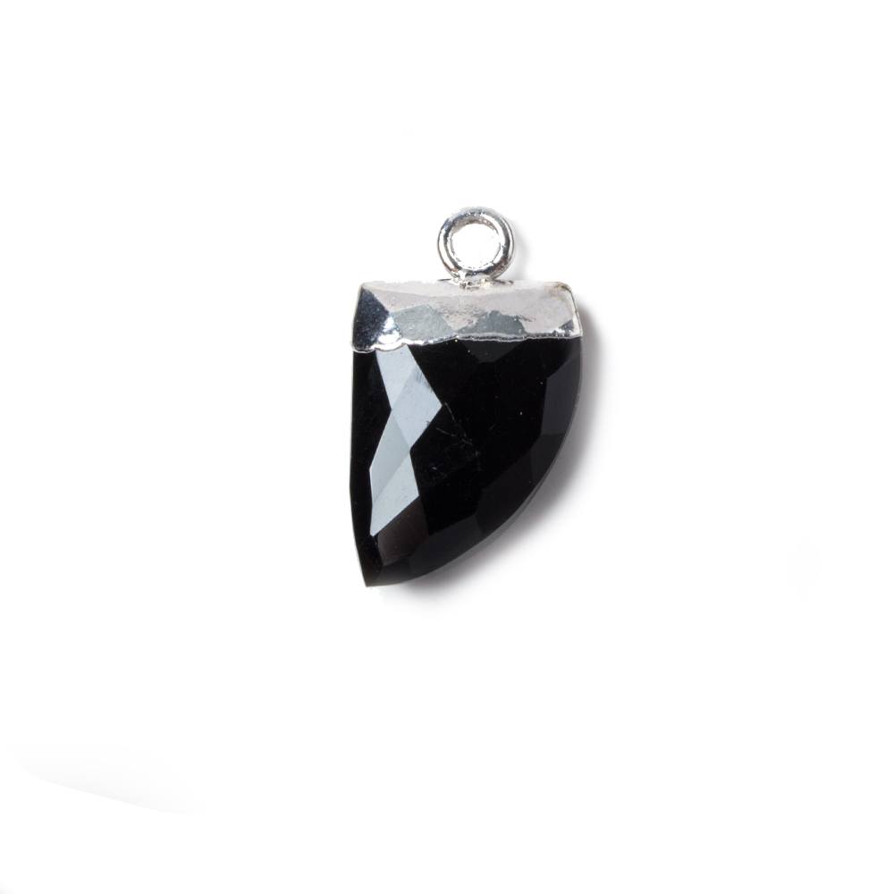 18x10mm Silver Leafed Black Chalcedony Horn Pendants 1 piece (ONLINE ORDER ONLY)