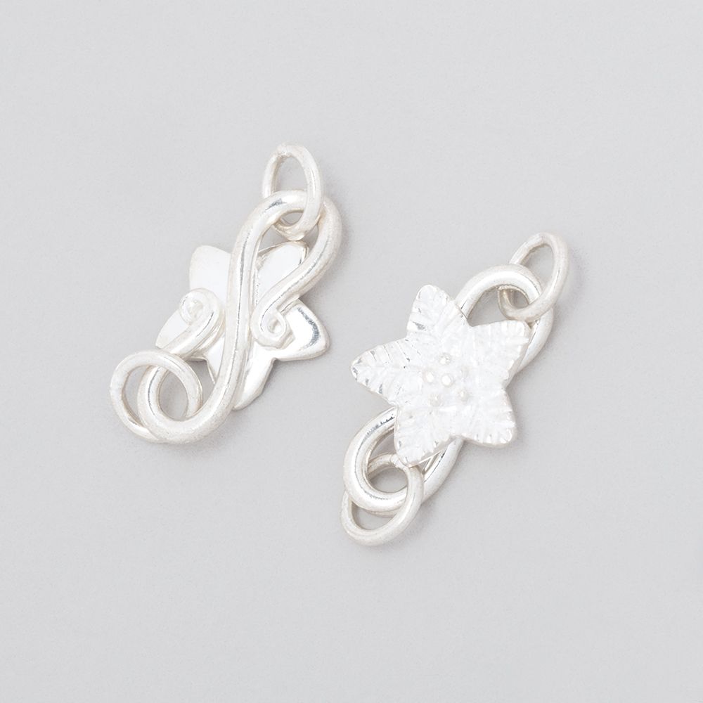 18x11mm Sterling Silver S Hook with Flower 1 piece (ONLINE ORDER ONLY)