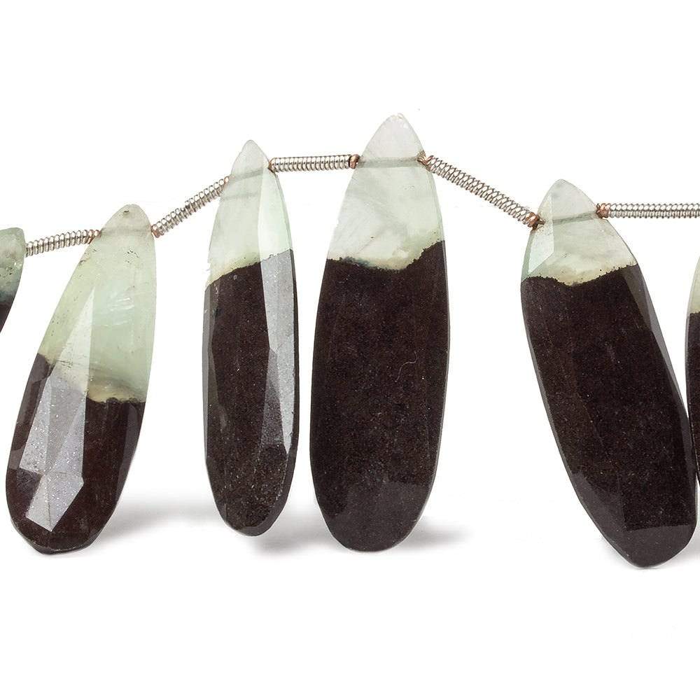 18x11x4-35x11x3mm Prehnite and Matrix faceted pear beads 8 inch 15 pieces (ONLINE ORDER ONLY)