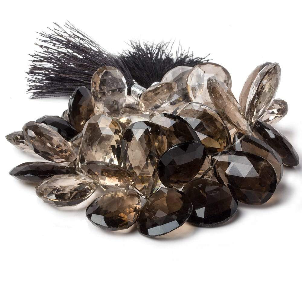 18x14-24x17mm Smoky Quartz faceted pear beads 8 inch 37 pieces A Grade (ONLINE ORDER ONLY)
