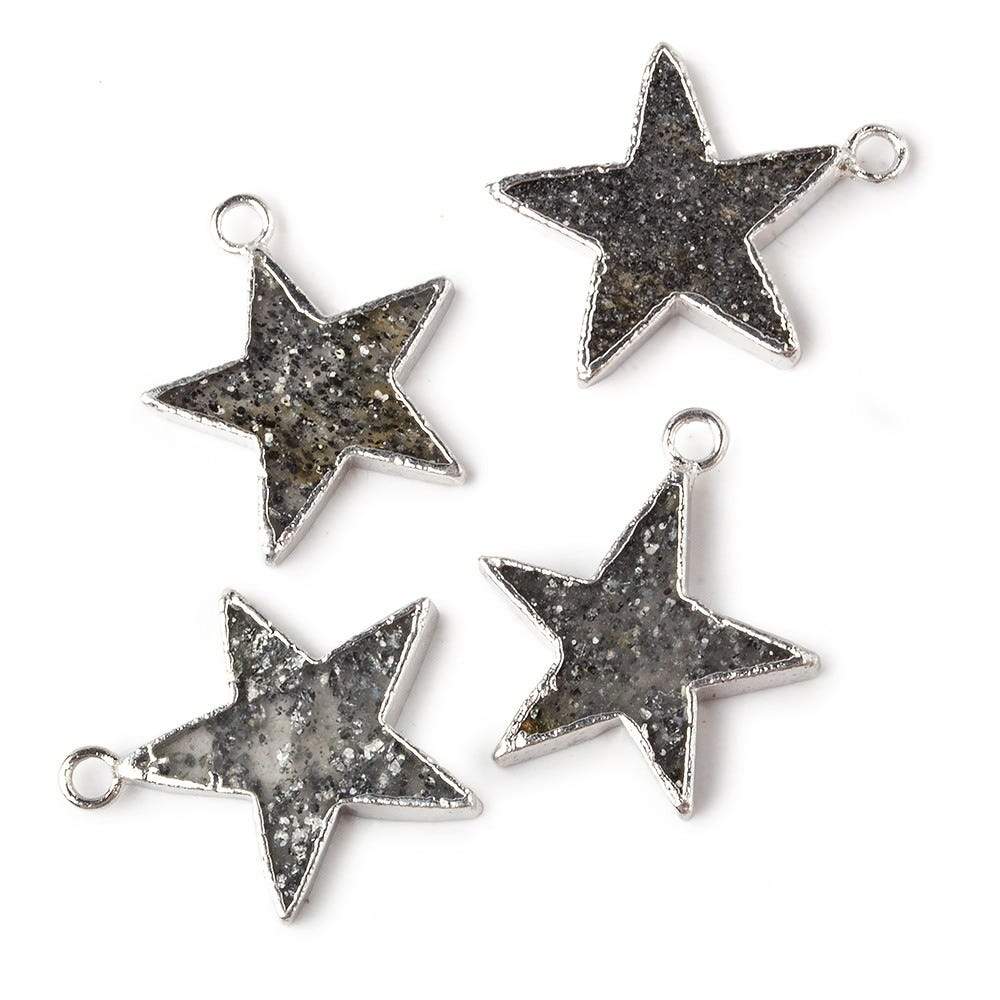 18x18mm Silver  Leafed Celestial Quartz Star Pendant 1 focal bead (ONLINE ORDER ONLY)