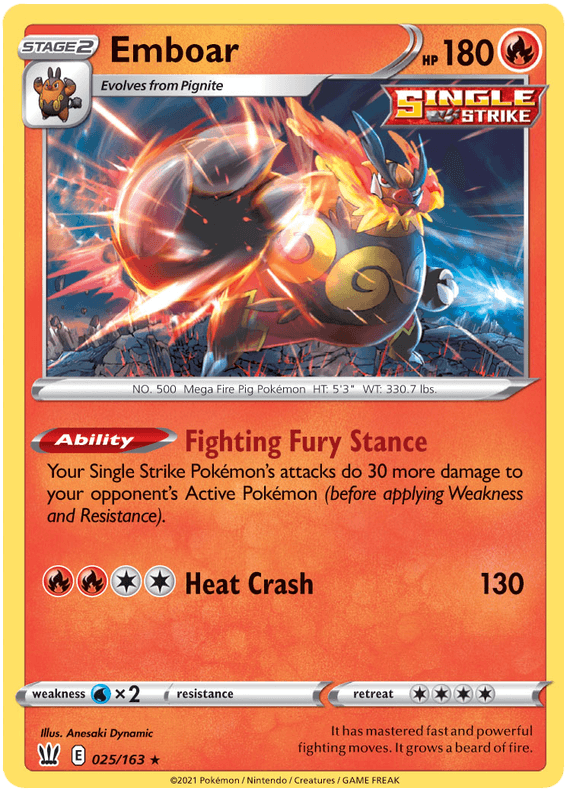 Emboar (025/163) [Sword & Shield: Battle Styles] (Online Only)