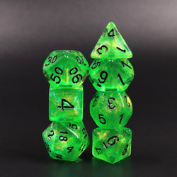 Forest Green Glitter with Black Numbering 7-Dice Set RPG (Online Only)