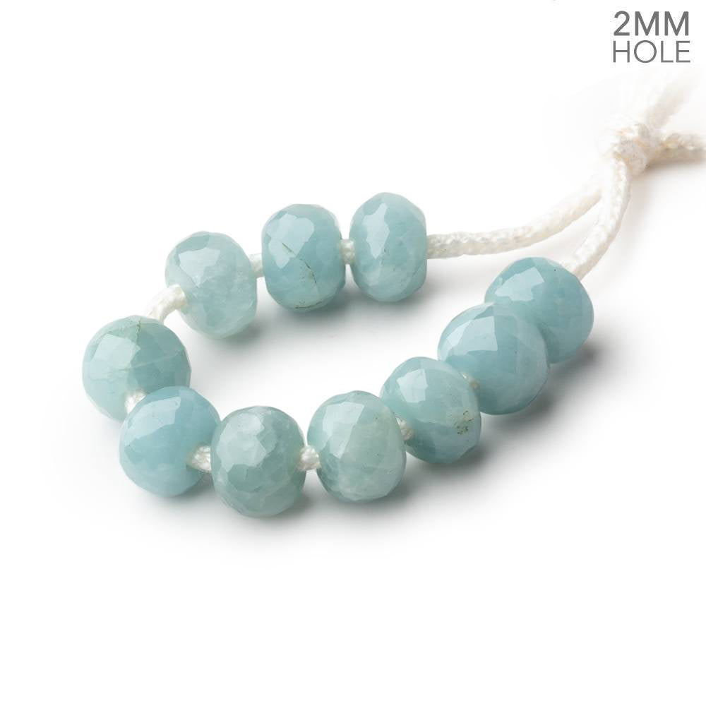 8mm Milky Aquamarine 2mm Large Hole Faceted Rondelle Bead Set of 10 (ONLINE ORDER ONLY)