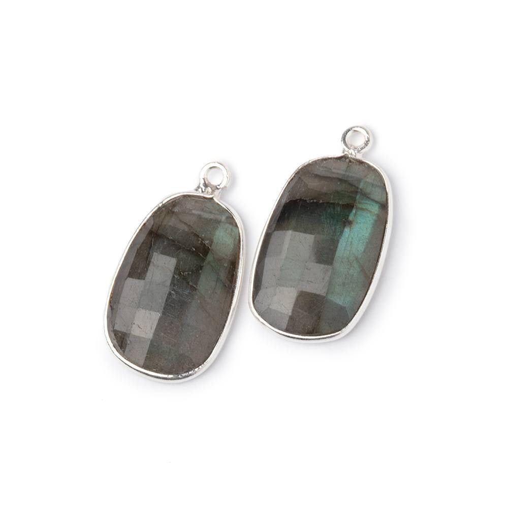 19.5x13mm .925 Silver Bezel Labradorite Faceted Freeform Set of 2 Pendants (ONLINE ORDER ONLY)