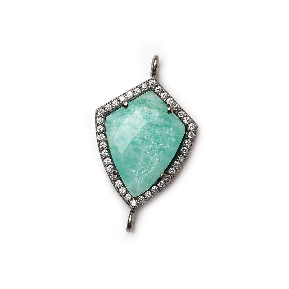 19.5x15mm Black Gold Bezel White CZ & Amazonite Shield Connector 1 focal bead