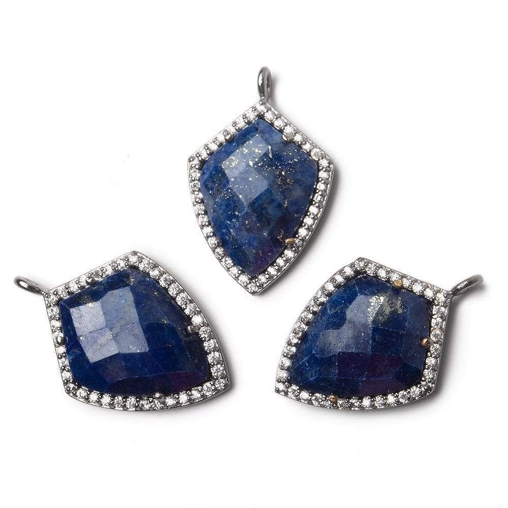 19.5x15mm Black Gold Bezel White CZ and Lapis Lazuli Shield Pendant 1 focal piece (ONLINE ORDER ONLY)