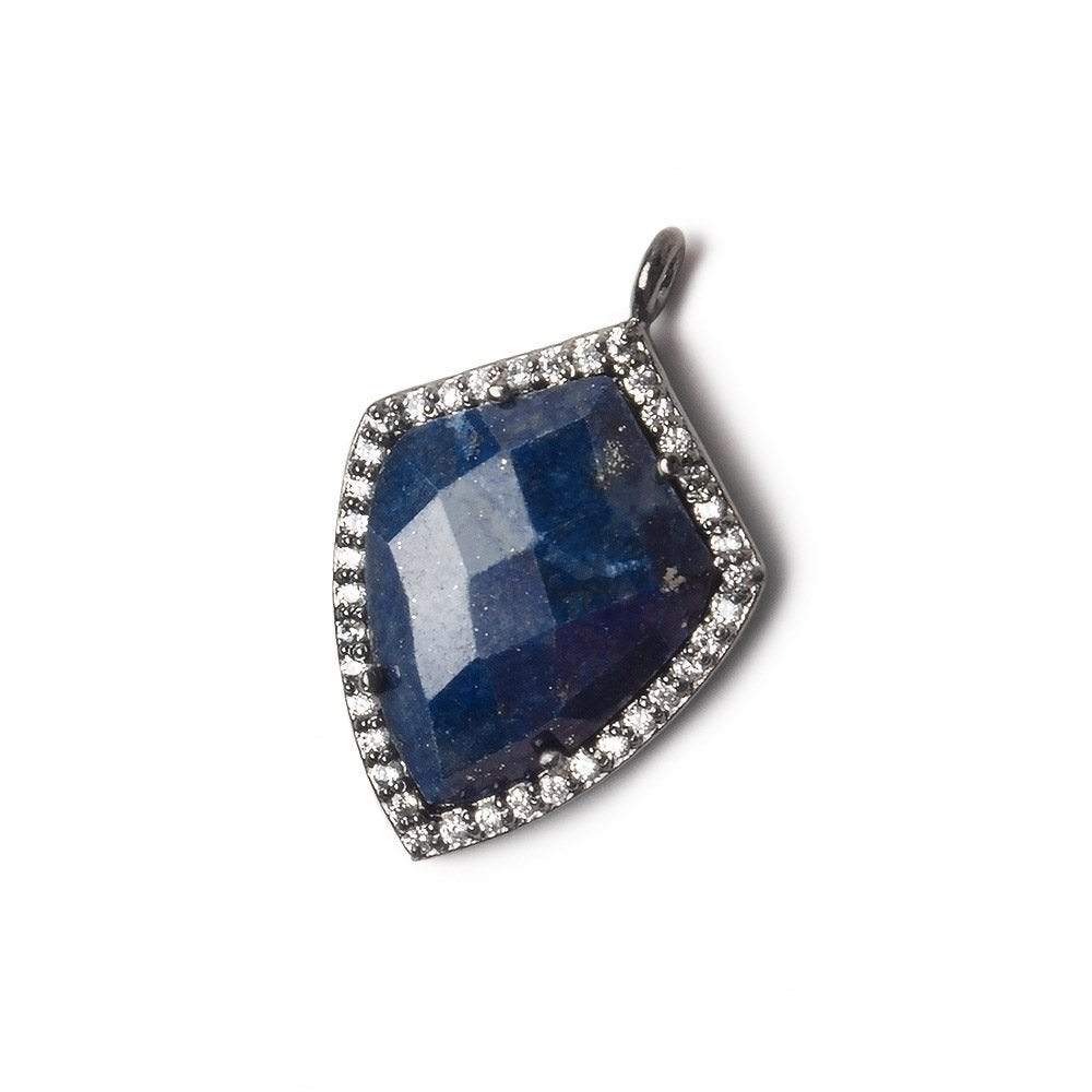 19.5x15mm Black Gold Bezel White CZ and Lapis Lazuli Shield Pendant 1 focal piece (ONLINE ORDER ONLY)