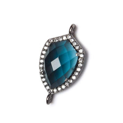 19.5x15mm Black Gold Bezel White CZ and London Blue Quartz Shield Connector 1 focal piece (ONLINE ORDER ONLY)
