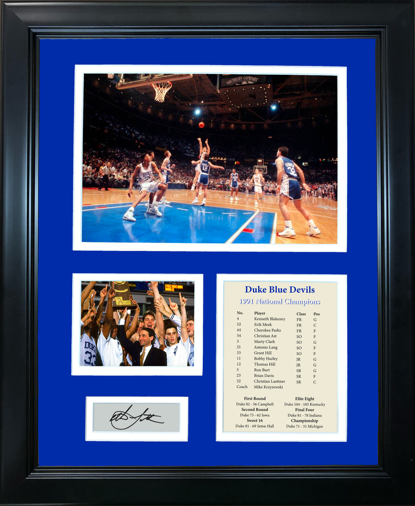 Framed 1991 Duke Blue Devils National Champions Christian Laettner The Shot Facsimile Laser Engraved Signature Auto NCAA College Basketball 11"x14"Photo Sig Collage (ONLINE ORDER ONLY)