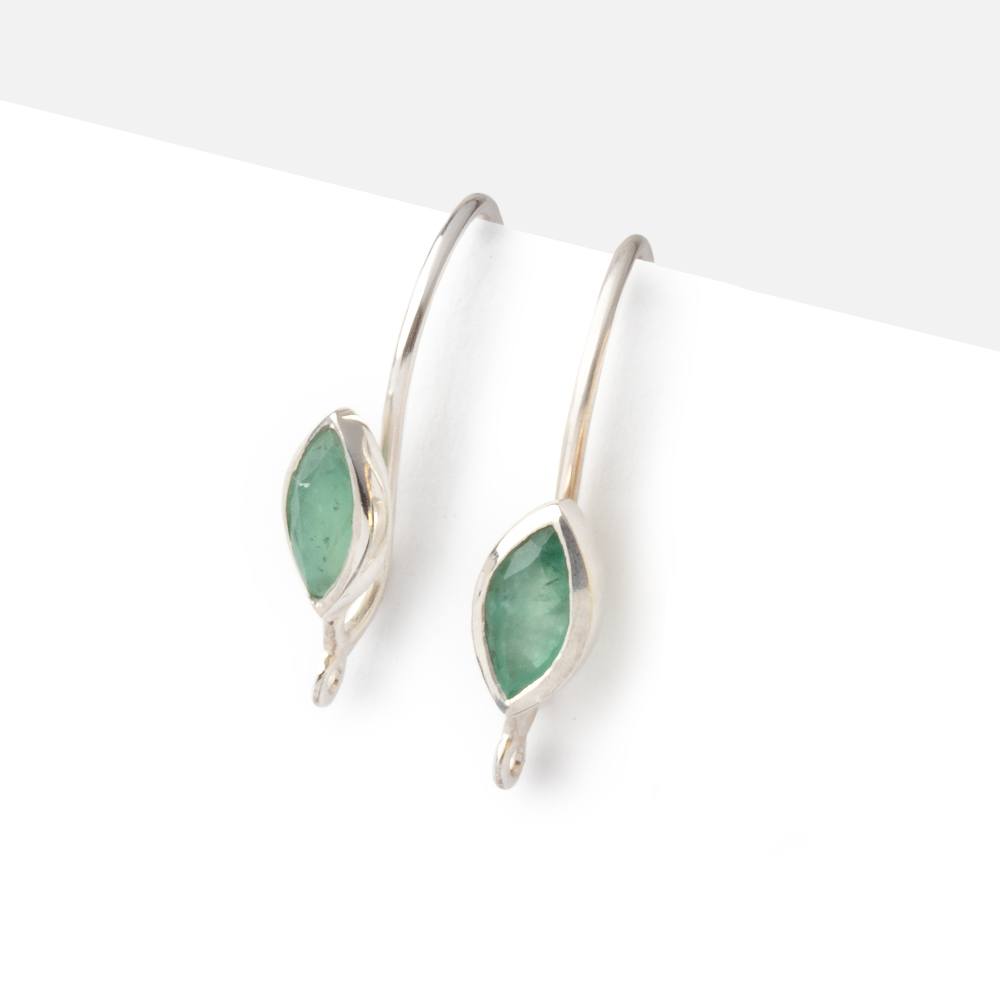 19mm Emerald Marquise Ear Wire Set of 2 pieces (ONLINE ORDER ONLY)