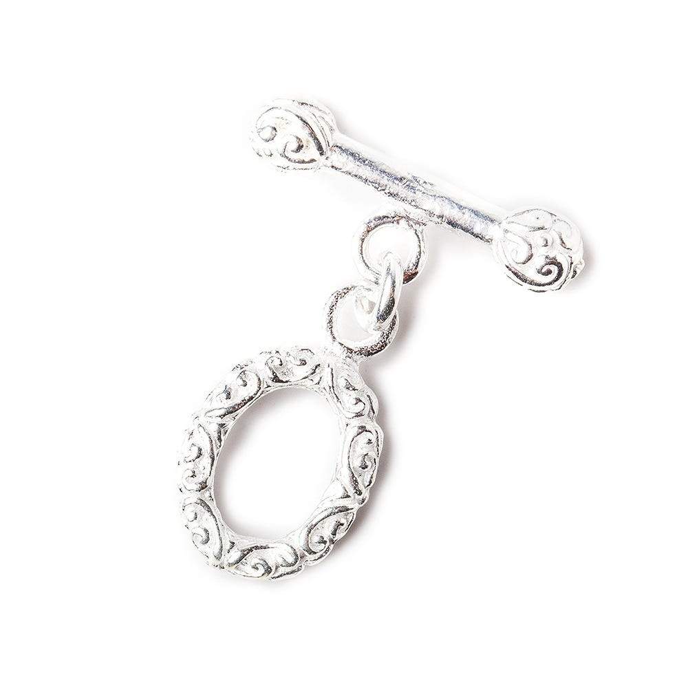 19x11mm Sterling Silver Toggle Oval Texture Design 1 piece (ONLINE ORDER ONLY)