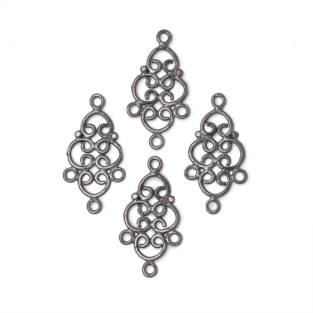 19x13mm Filigree 3 Ring Charm Set of 4 pieces