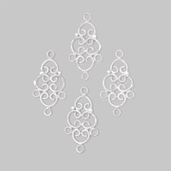 19x13mm Filigree 3 Ring Charm Set of 4 pieces