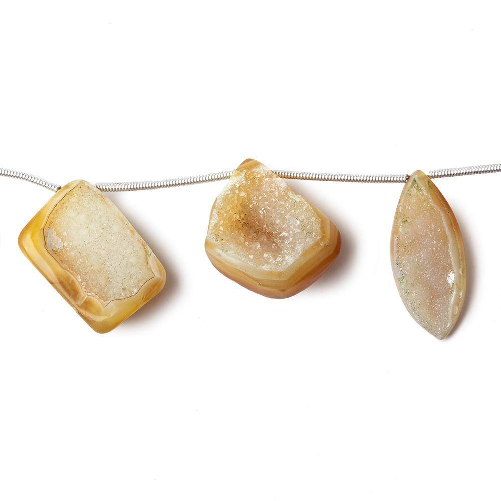 19x14-31x17mm Caramel Brown Agate Drusy Freeform Beads 11 pieces (ONLINE ORDER ONLY)