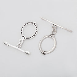 19x14mm Matte Antiqued Silver Oval Toggle with Art Deco Design 1 piece (ONLINE ORDER ONLY)