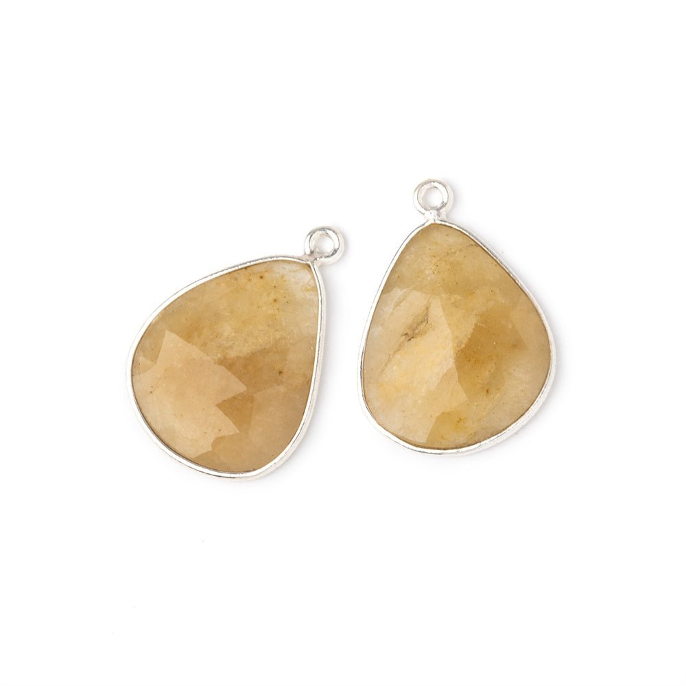 19x16mm .925 Silver Bezel Yellow Beryl Faceted Freeform Set of 2 Pendants (ONLINE ORDER ONLY)