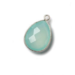 19x16mm Silver Bezel Aqua Chalcedony Pear Pendant 1 piece (ONLINE ORDER ONLY)