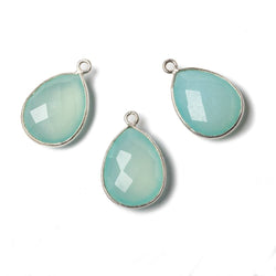19x16mm Silver Bezel Aqua Chalcedony Pear Pendant 1 piece (ONLINE ORDER ONLY)