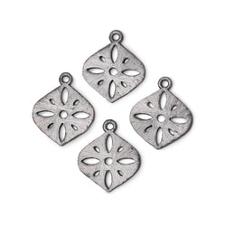 19x19.5mm Brushed Filigree Marquise Charm Set of 4 pieces