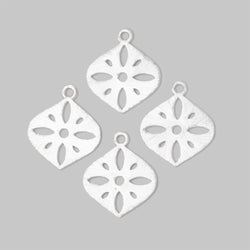 19x19.5mm Brushed Filigree Marquise Charm Set of 4 pieces