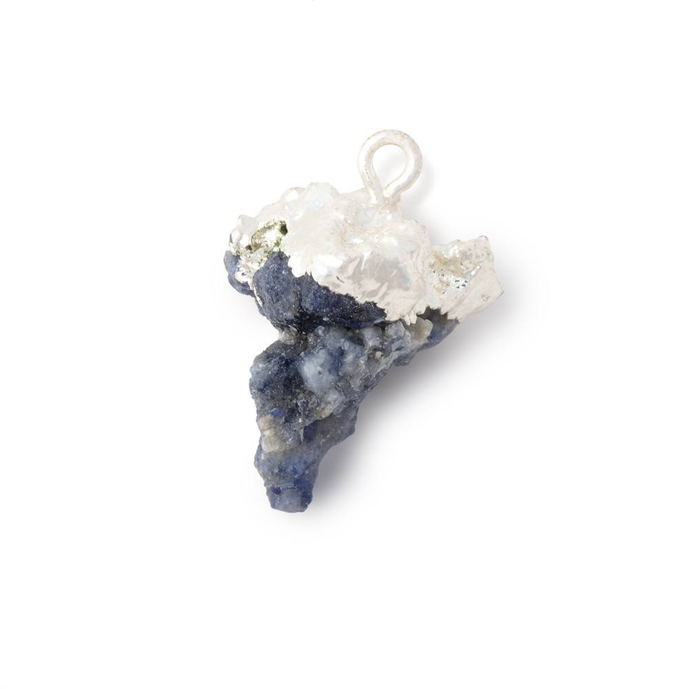 19x19mm Silver Leafed Blue Jammu Sapphire Natural Crystal 1 Pendant (ONLINE ORDER ONLY)