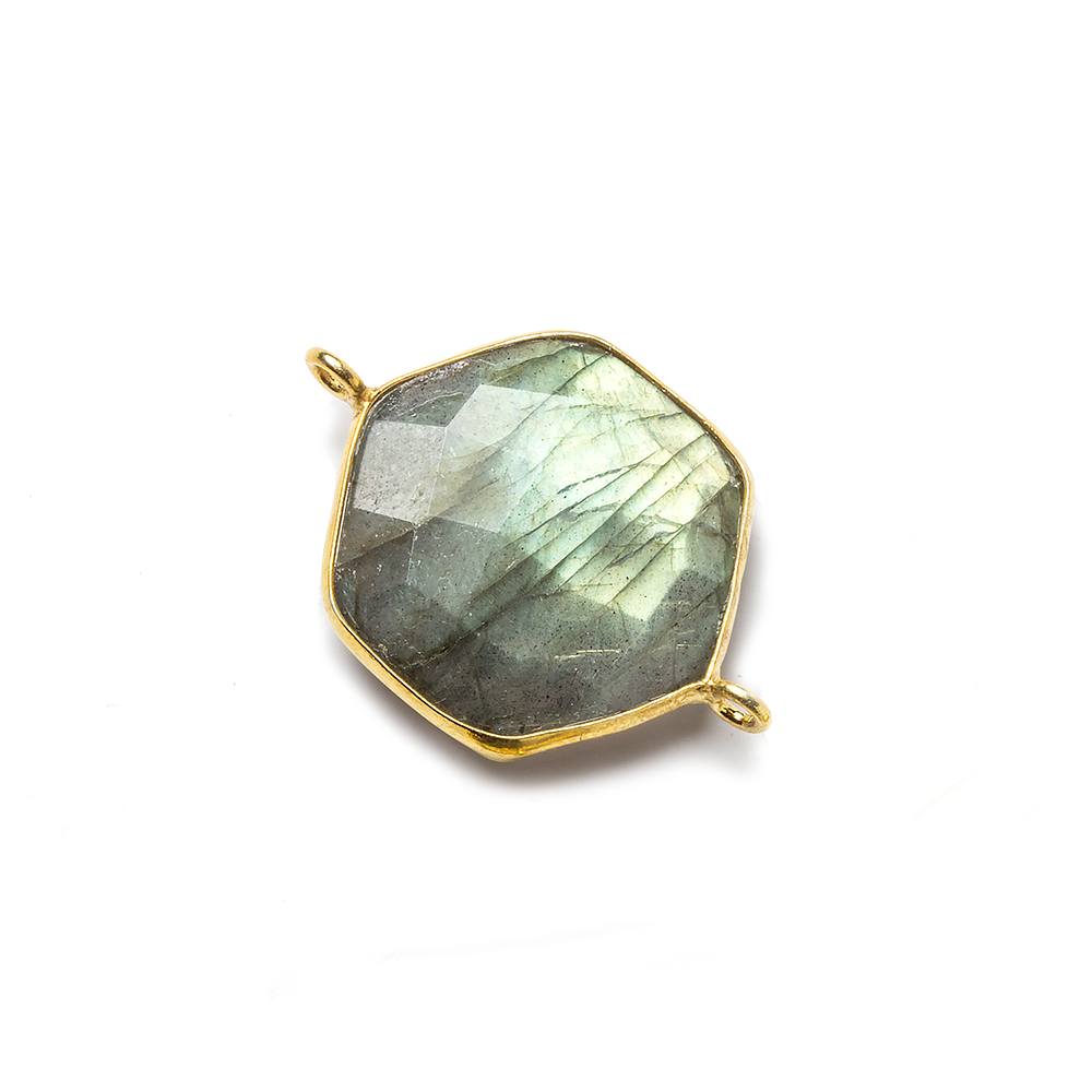 19x19mm Vermeil bezel Labradorite Faceted Hexagon Connector 1 focal bead (ONLINE ORDER ONLY)