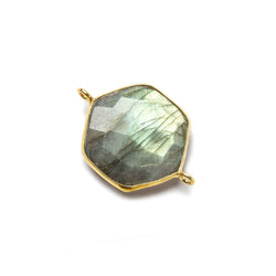 19x19mm Vermeil bezel Labradorite Faceted Hexagon Connector 1 focal bead (ONLINE ORDER ONLY)