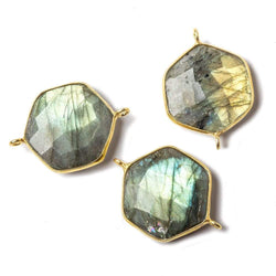 19x19mm Vermeil bezel Labradorite Faceted Hexagon Connector 1 focal bead (ONLINE ORDER ONLY)
