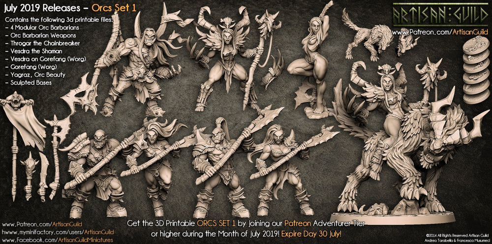 3D Printed Artisan Guild Vesdra the Shaman Orc Barbarians Set  28mm 32mm (Online Only)