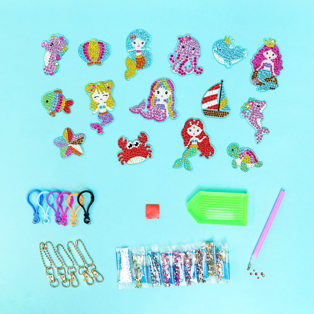 Adorable Keychains Diamond Art Kit – Mermaid (Set of 15) (ONLINE ORDER ONLY)
