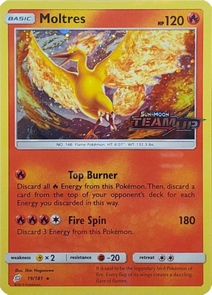 Moltres (19/181) (Stamped) [Sun & Moon: Team Up] (Online Only)