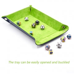 Green/ Blue Velvet PU Leather Folding Rectangle Dice Tray (Online Only)