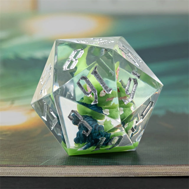 Green Goblin Sharp Resin d20 Dice 33mm DND Goblin Click Clack (Online Only)