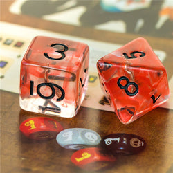 Rogue (Dagger) Clear Red Dice w/ Golden Dagger 7-Dice Set Rpg (Online Only)