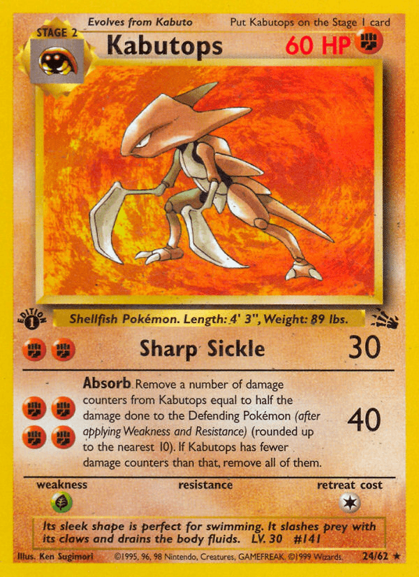 Kabutops (24/62) [Fossil 1st Edition] (Online Only)
