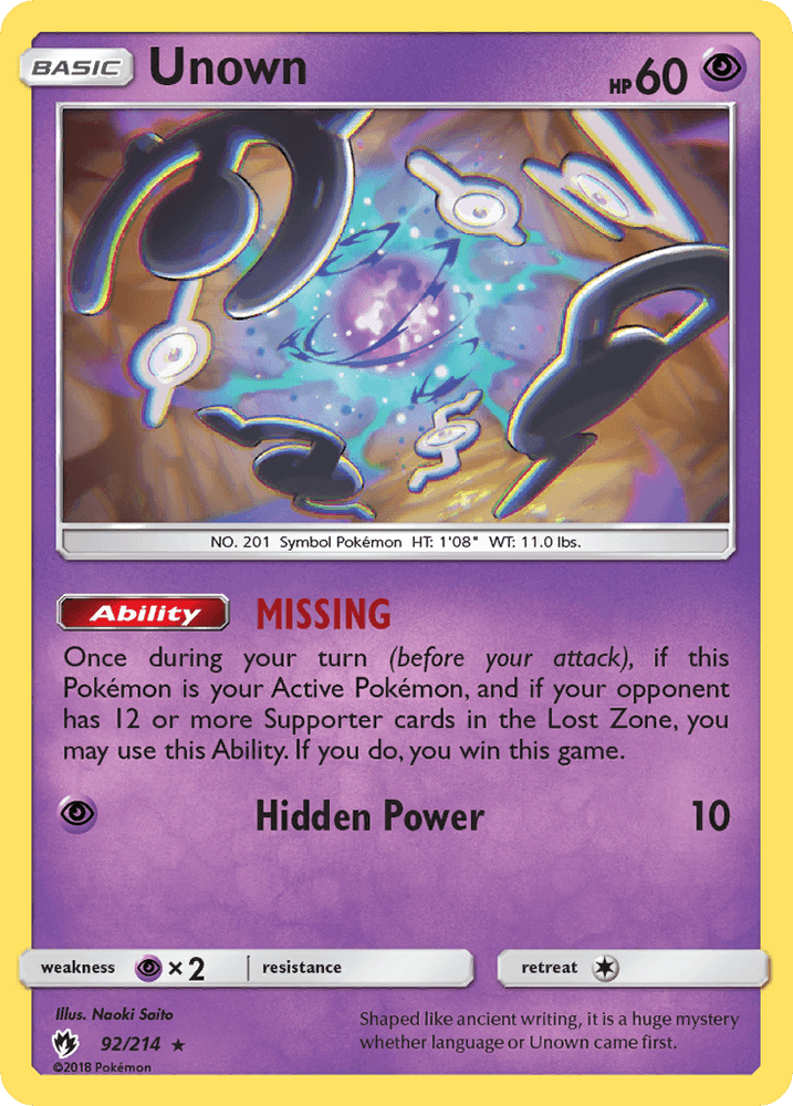 Unown (92/214) [Sun & Moon: Lost Thunder] (Online Only)