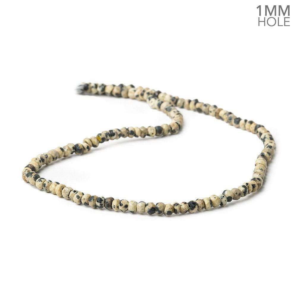 3.5-4mm Dalmatian Jasper Faceted Rondelles 13.5 inch 125 Beads 1mm Large Hole (ONLINE ORDER ONLY)